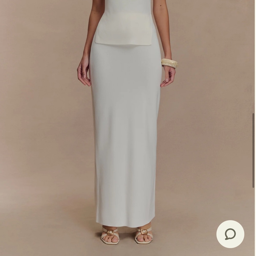 MESHKI | Francisca Mid Rise Knit Maxi Skirt - White